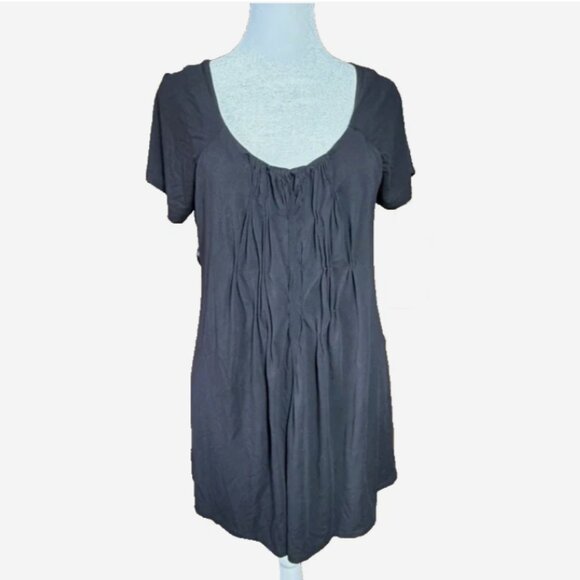 Coldwater Creek Black Ruched Long Top Blouse Tunic M - Picture 1 of 7